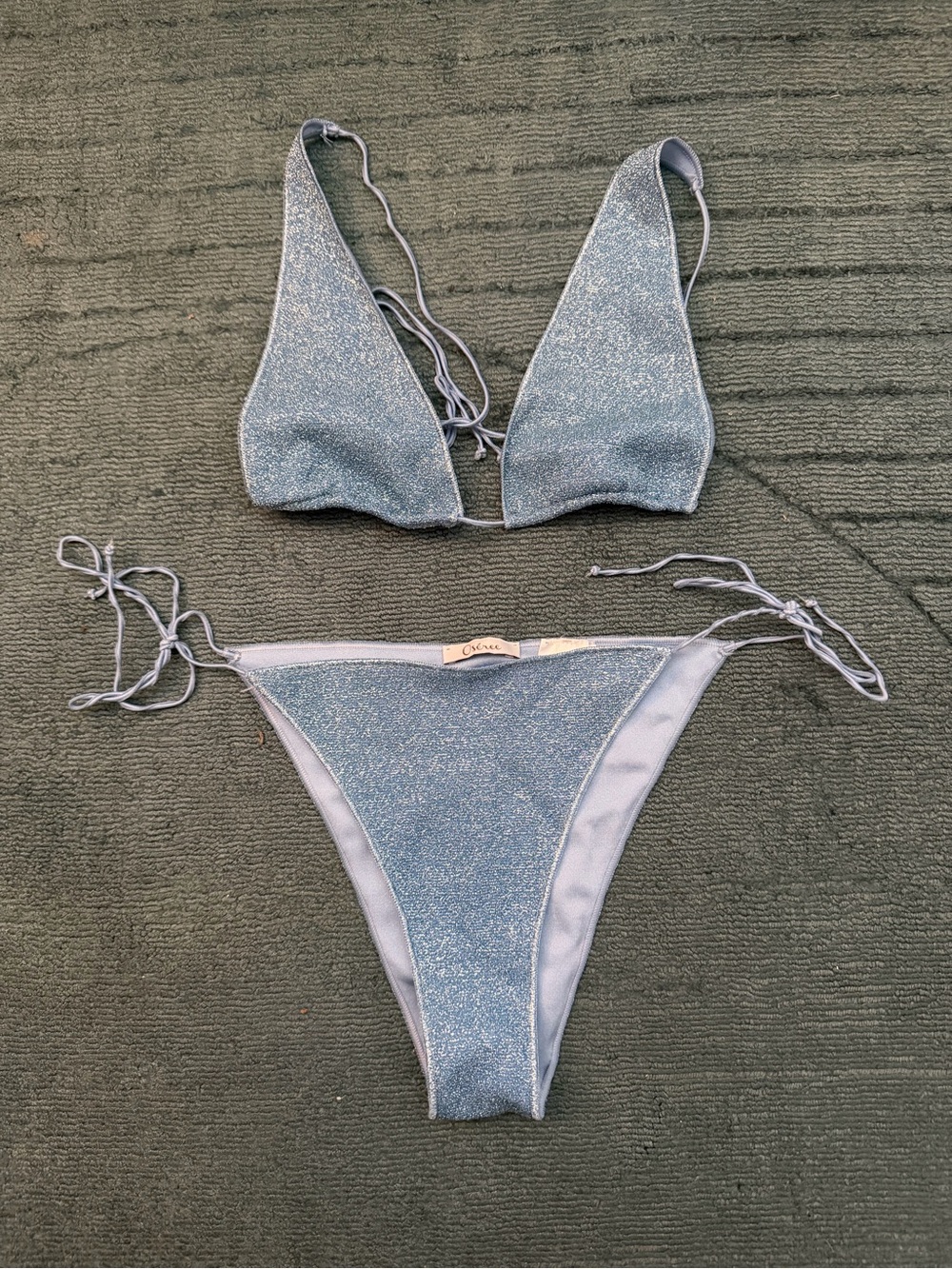 Oseree Light Blue Glitter Triangle Bikini Set - Picture 4 of 5